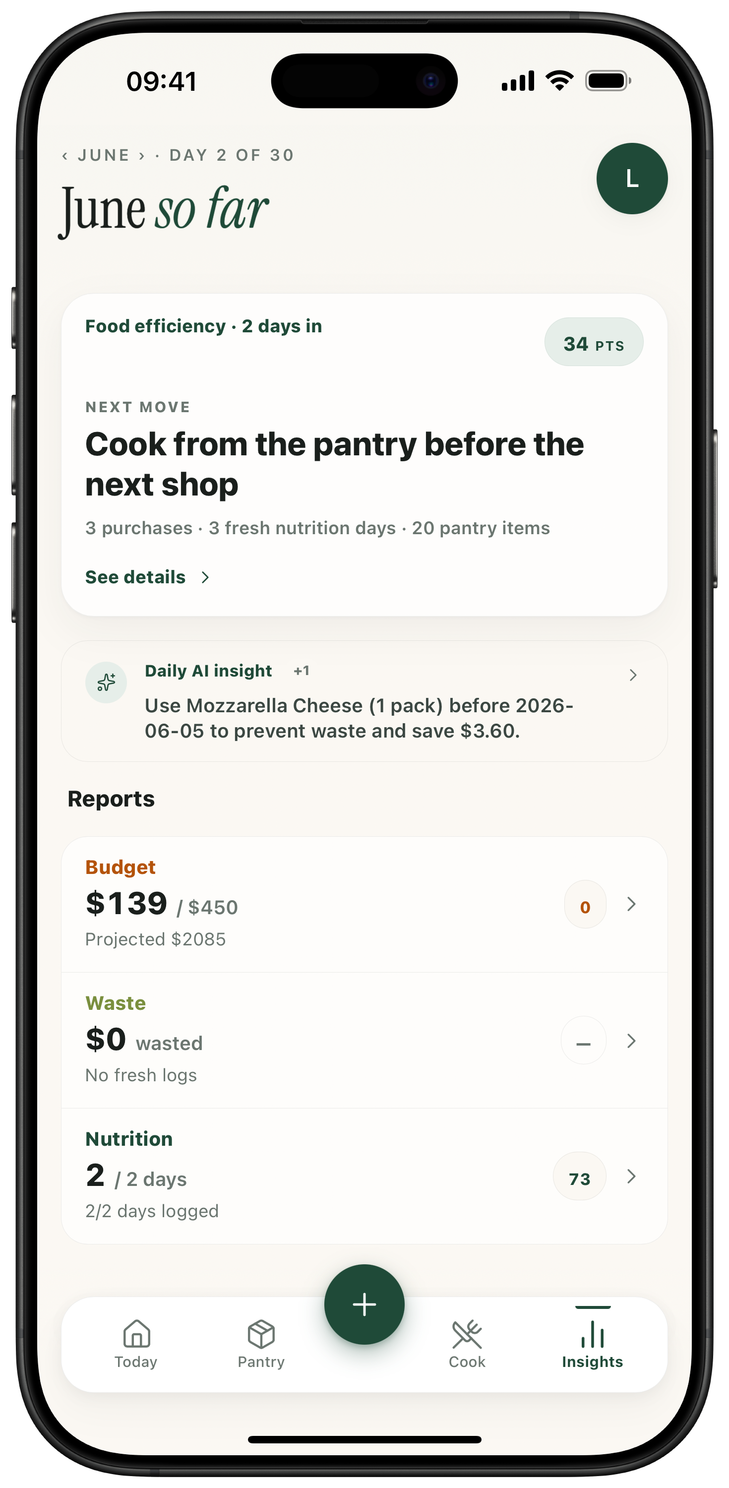FoodMate insights view