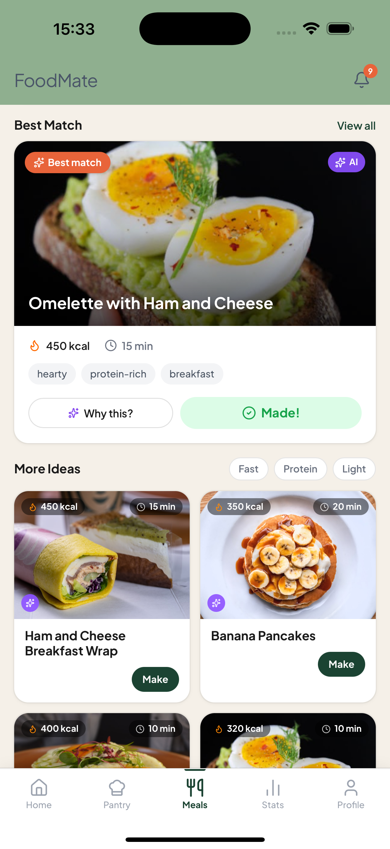 FoodMate meal suggestions